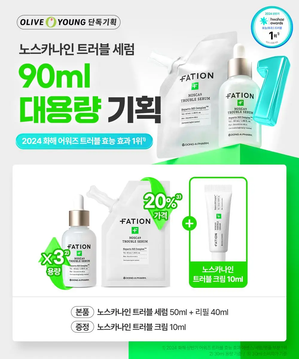 [대용량] 파티온 노스카나인 트러블 세럼 50ml 리필 기획(+리필40ml+크림10ml) 상세페이지 1